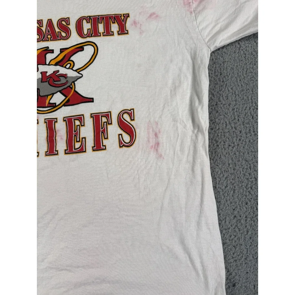 Vintage Kansas City Chiefs T Shirt Mens 2XL White Short Sleeve Tye‎ Dyed Graphic